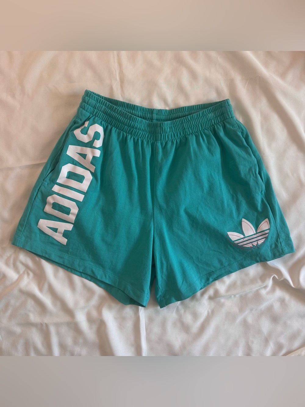 Adidas Women’s Original Streetball Shorts, Teal & White, Size Small